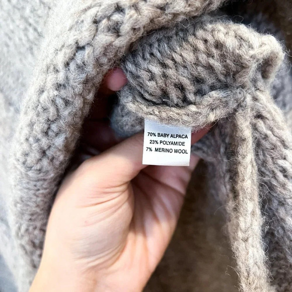 Jarbo Baby Alpaca Blend Brown Knit V Neck Soft Bohemian Oversized Sweater Vest 0 - Picture 6 of 8